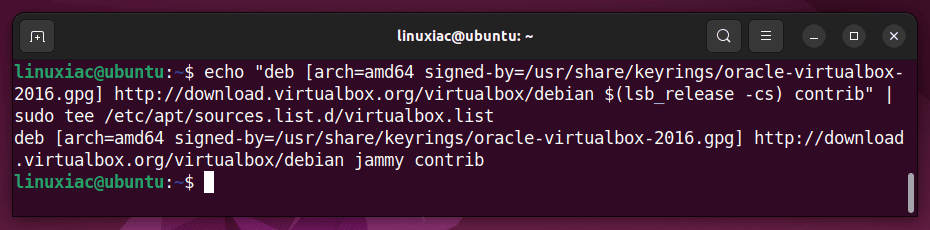 Add VirtualBox repo in Ubuntu 22.04