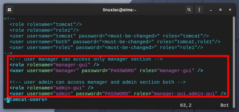 Configure Tomcat web management interface