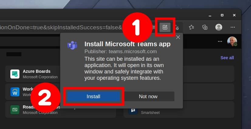 Installing MS Teams PWA as a local app