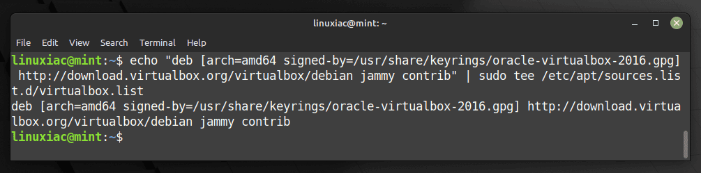 Add VirtualBox Repository to Linux Mint 21