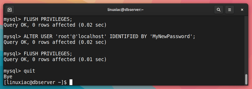 Reset the MySQL root password