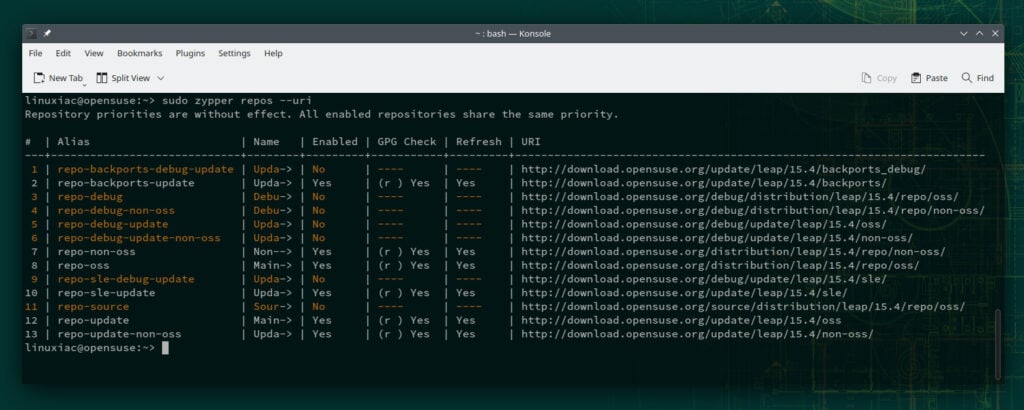 openSUSE 15.4 Leap Repositories