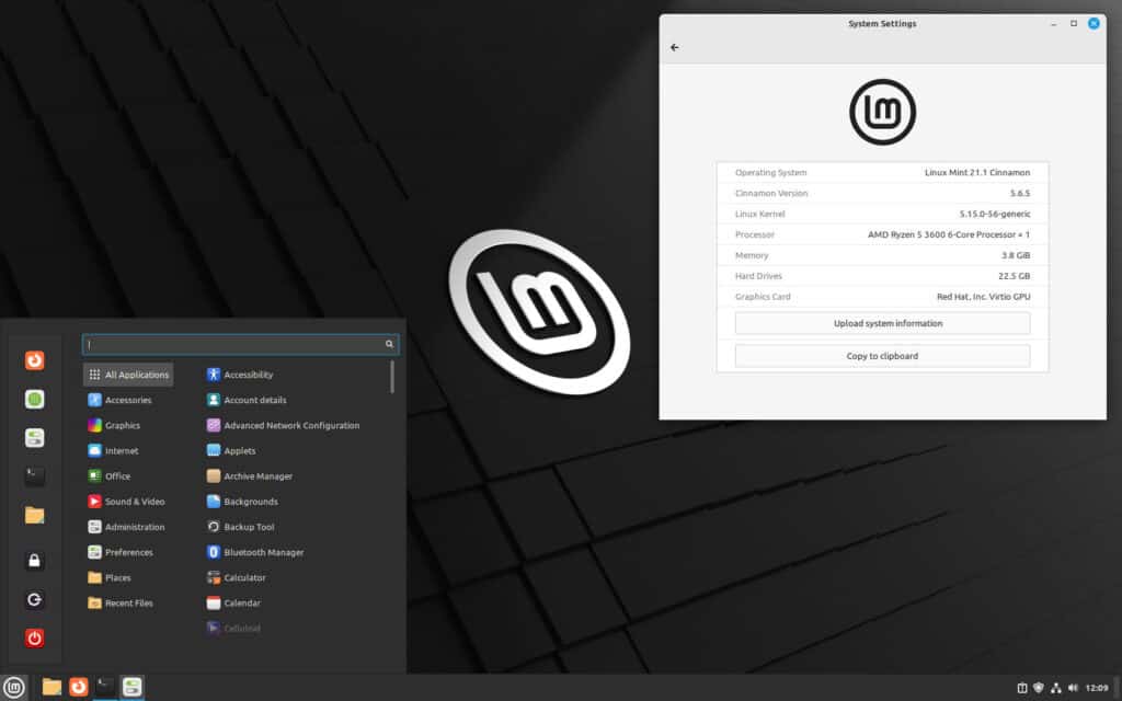 Linux Mint 21.1 "Vera" Cinnamon Desktop