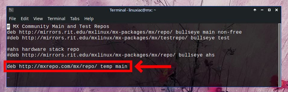 Adding "temp" repo to MX's repo list