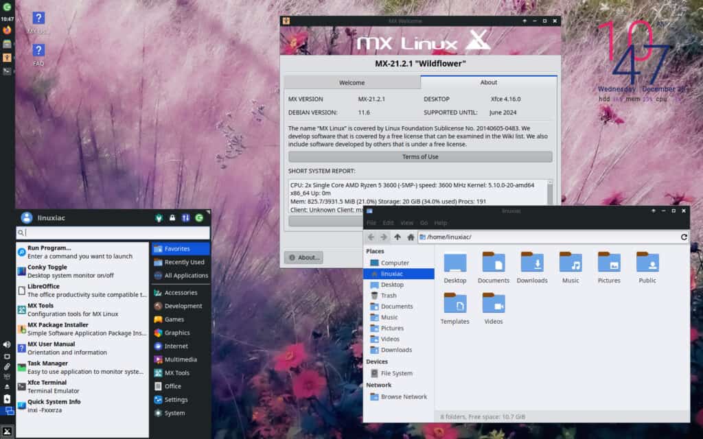 MX Linux 21.2 with Xfce 4.16 Desktop Environment