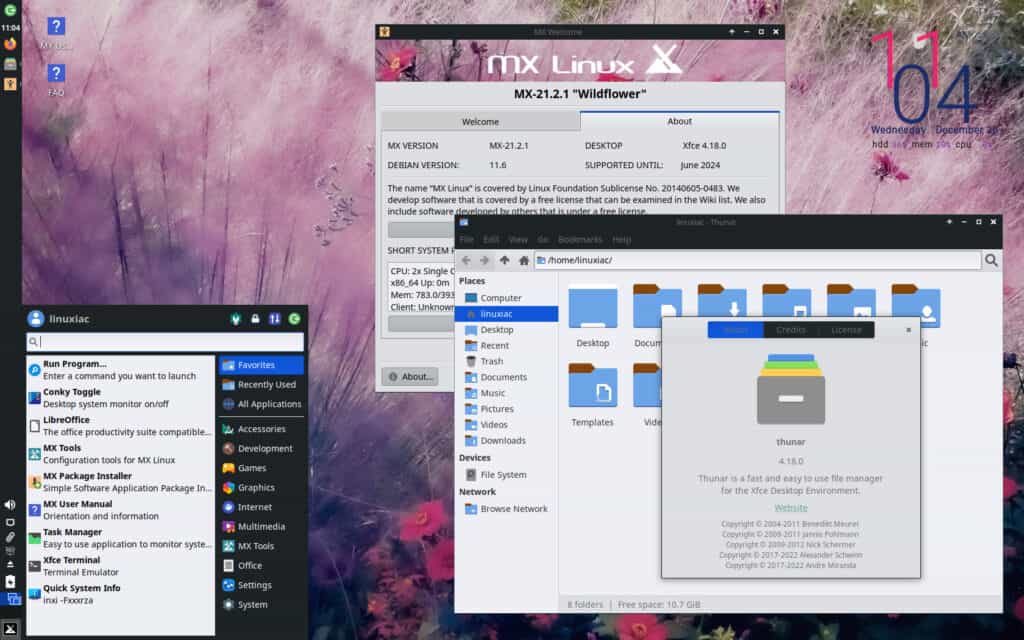 MX Linux 21.2 with Xfce 4.18 desktop environment