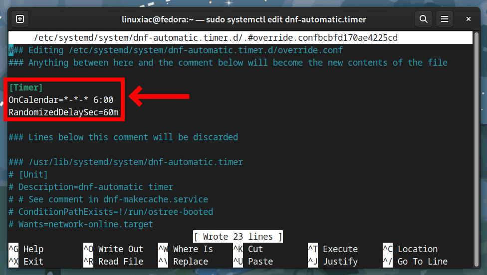 Setting up the dnf-automatic timer