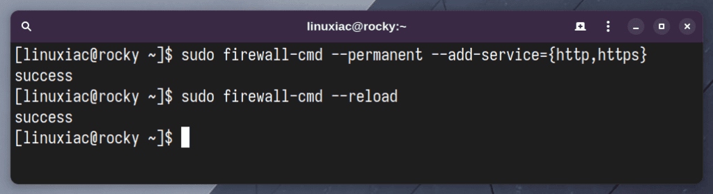 Enable ports 80 and 443 to the server using firewalld.