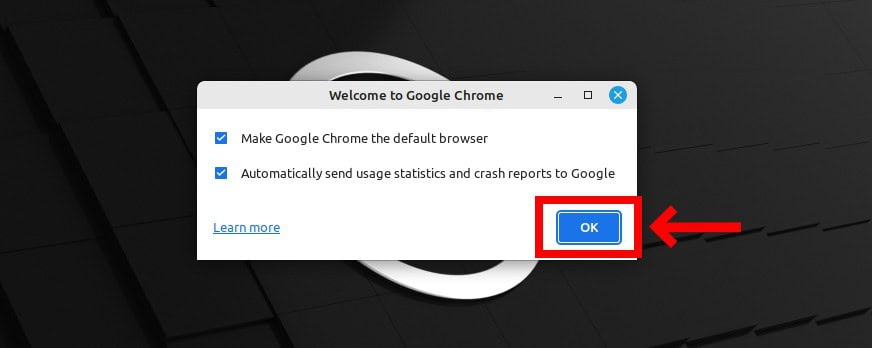 Google Chrome initial settings.