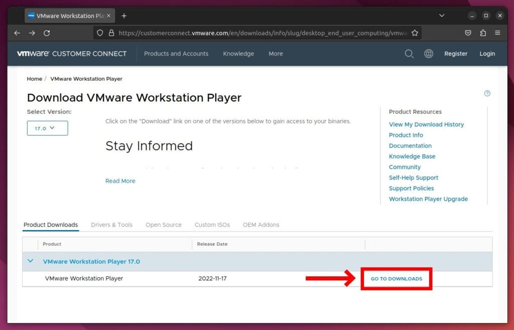 Download VMware Workstation Player