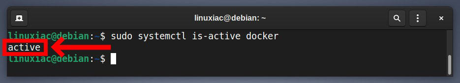 Check the status of the Docker service.