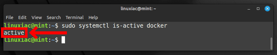 Check the status of the Docker service.