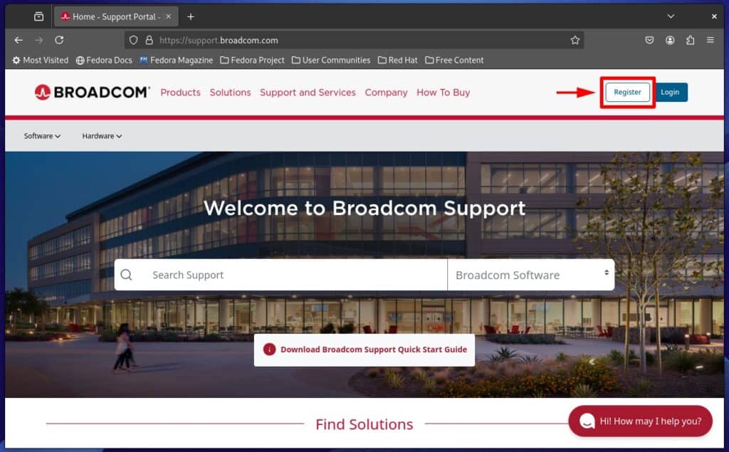 Register for a new Broadcom account.