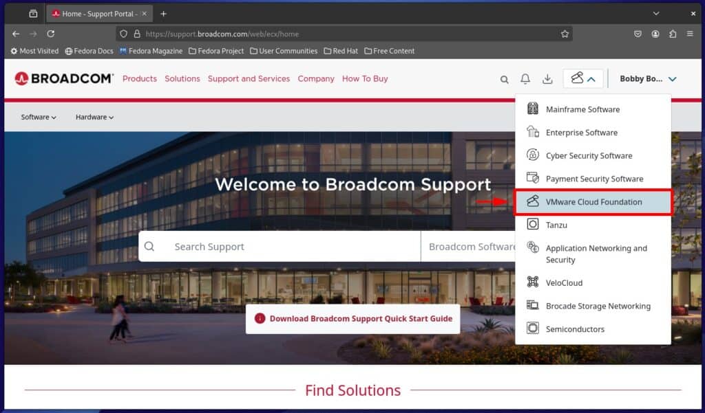 Go to the “VMware Cloud Foundation” section.