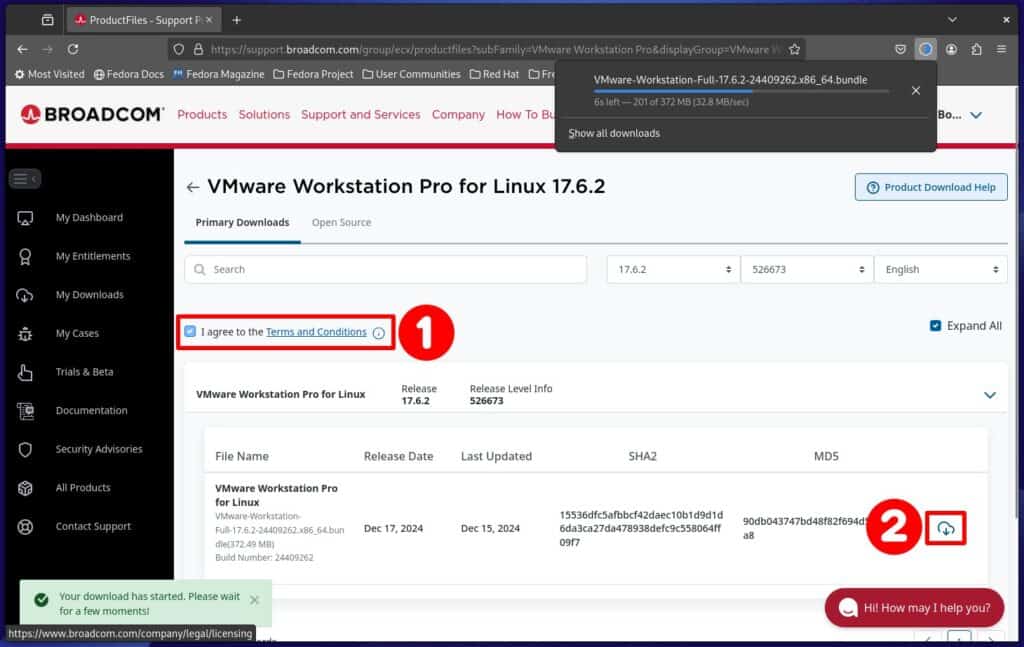 Download VMware Workstation Pro for Linux.