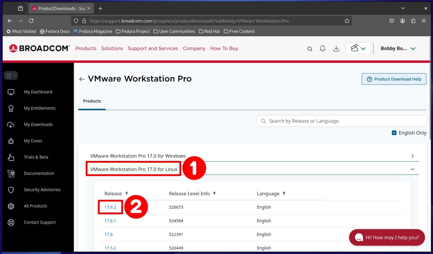 Download VMware Workstation Pro for Linux.