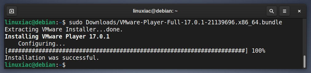 Install VMware Workstation Player on Debian 11.