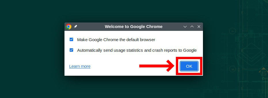 Google Chrome initial settings.