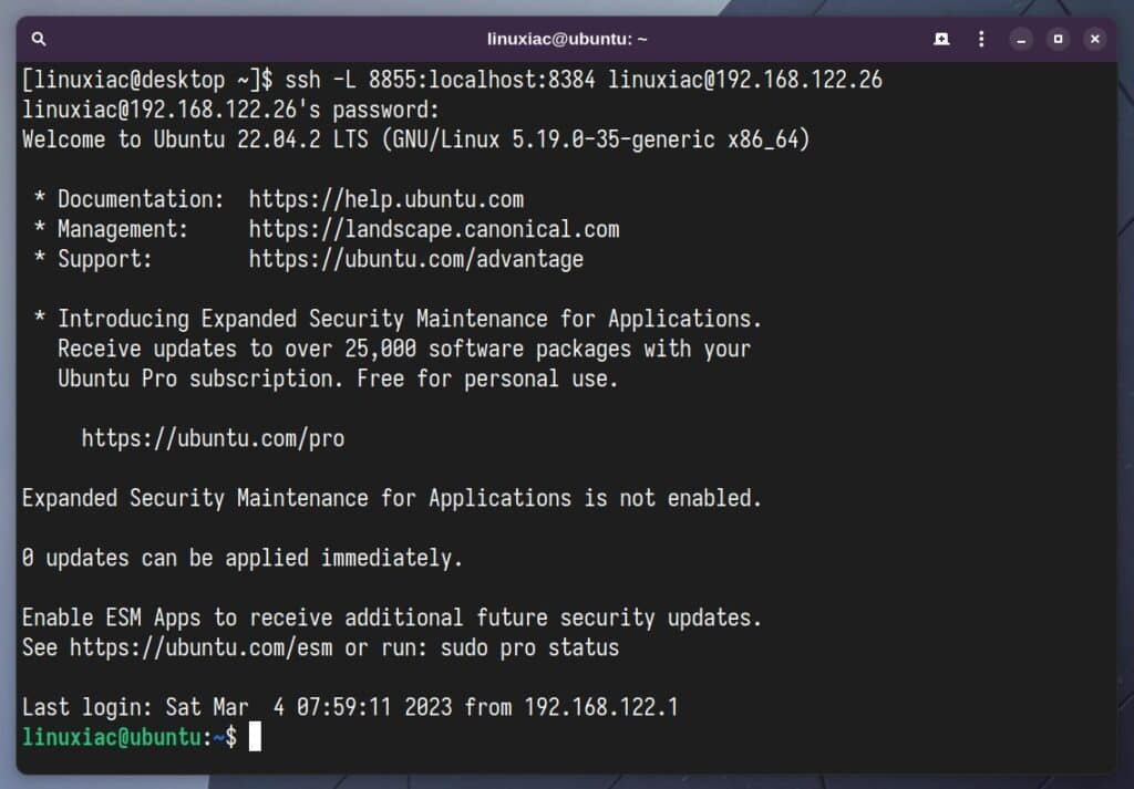 Creating an SSH tunnel.