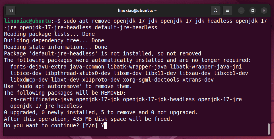 Uninstall Java on Ubuntu 22.04 LTS.