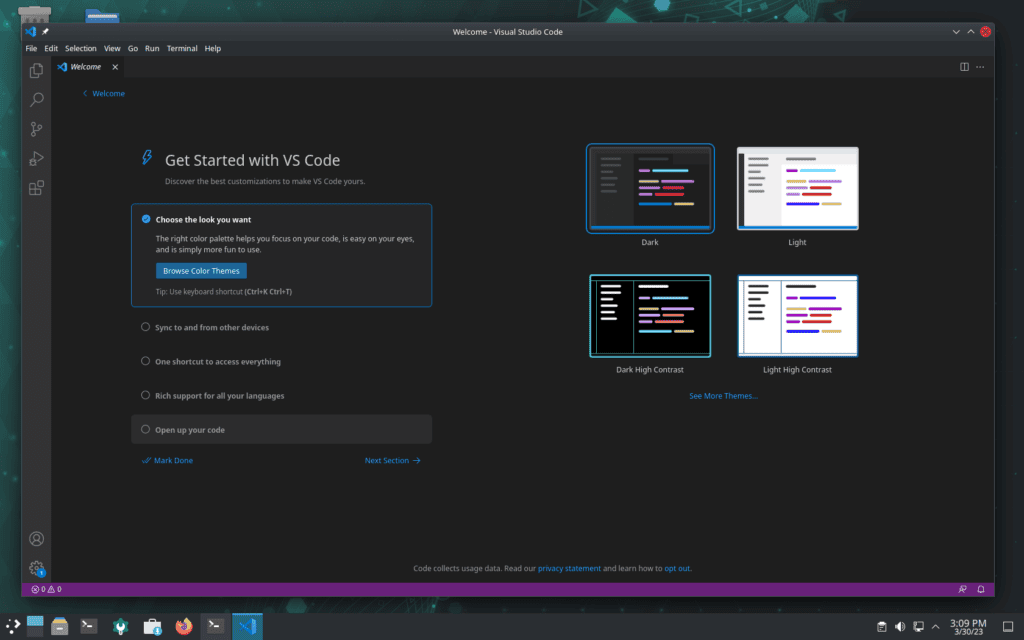 VS Code runs on openSUSE Linux.