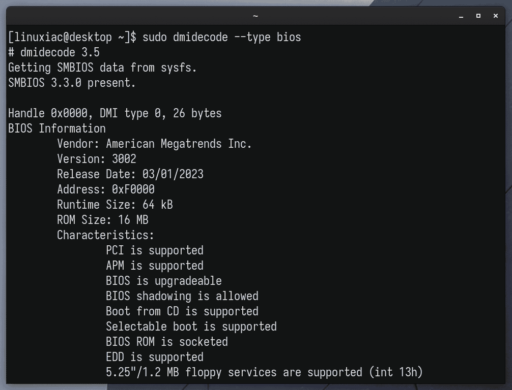 Retrieve all BIOS information on Linux.