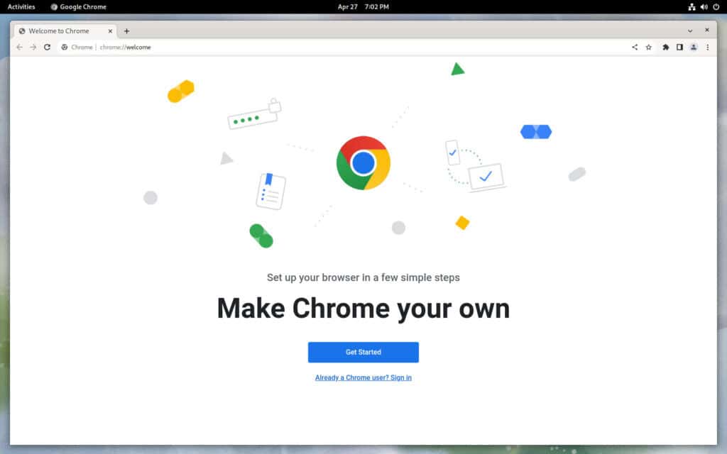 Google Chrome web browser running on Fedora Linux.