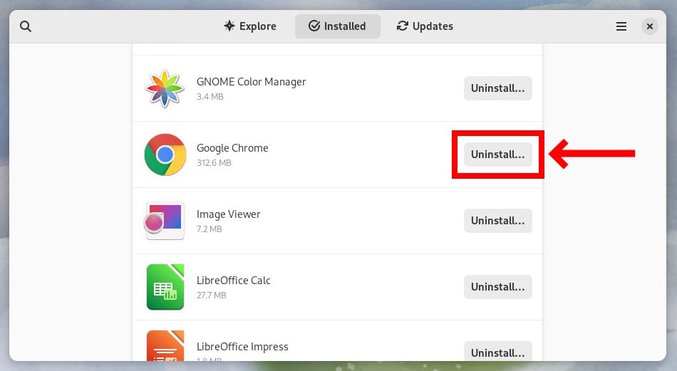 Uninstall Chrome via the Software app.