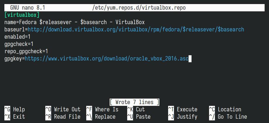 Add VirtualBox repository to Fedora 41.