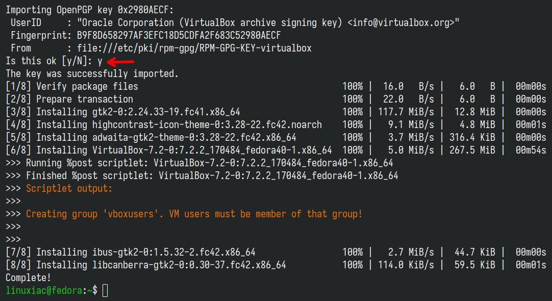 Accept VirtualBox's repo signing key.