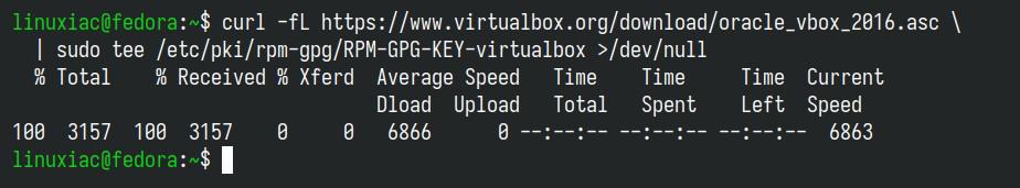 Import VirtualBox’s repository GPG Key.