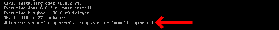 Choose the default secure shell daemon.