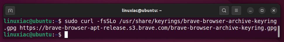 Adding Brave's repo GPG key.