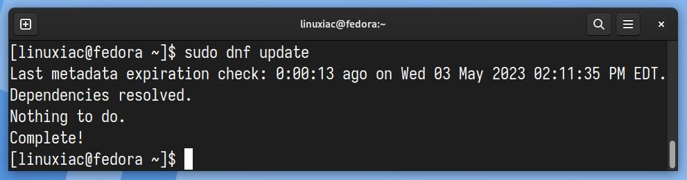 Update packages on Fedora.