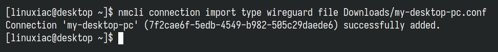 Importing Network Manager WireGuard profile.