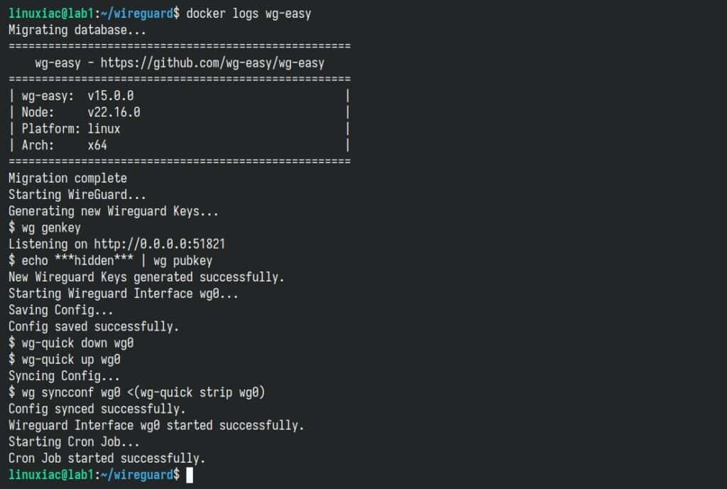 Viewing the container logs.