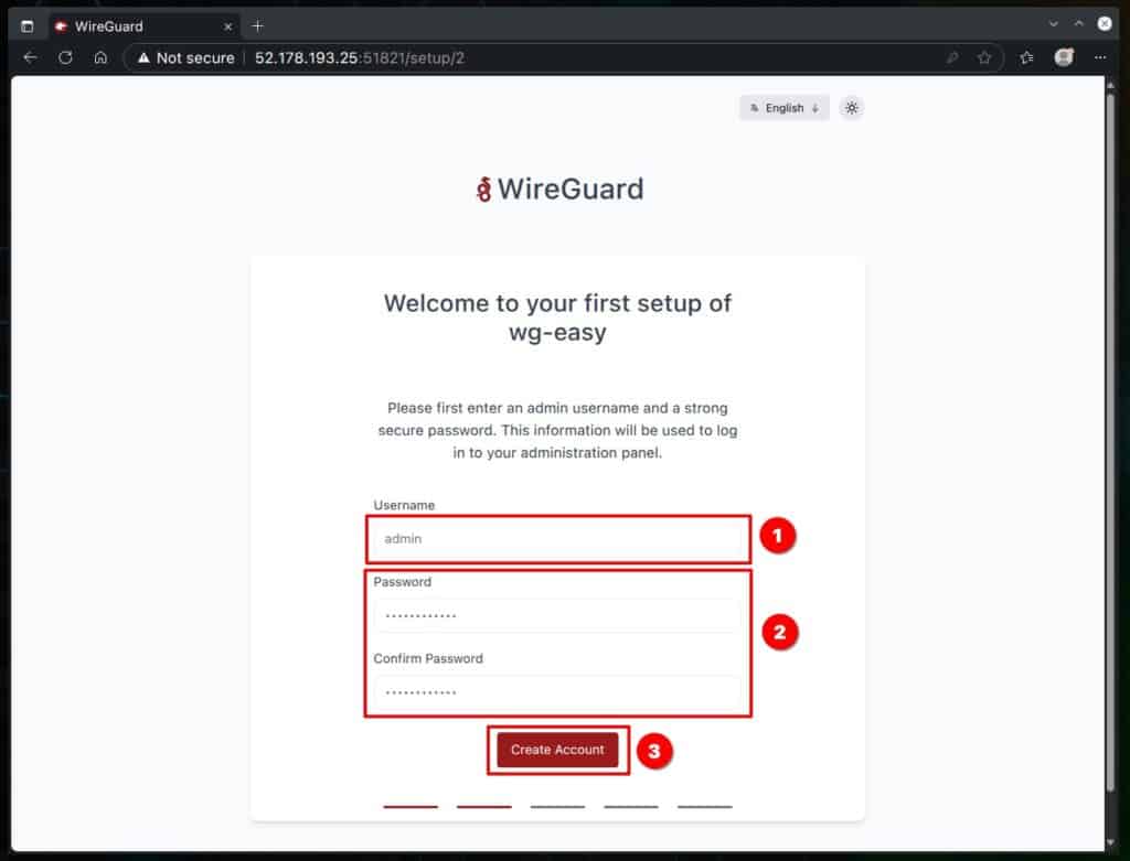 Create an admin account.