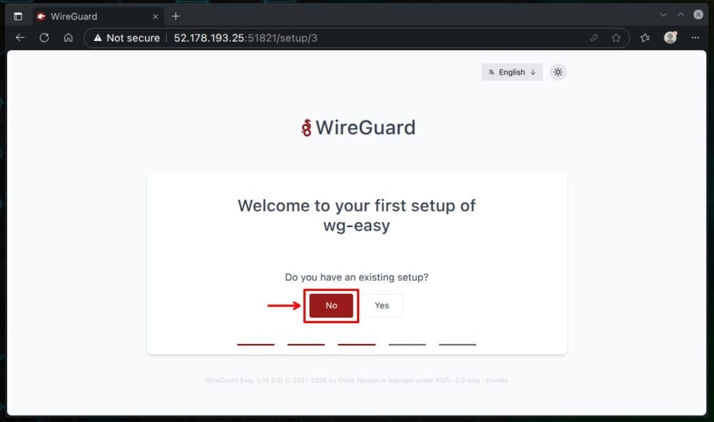 Set initial WireGuard settings.