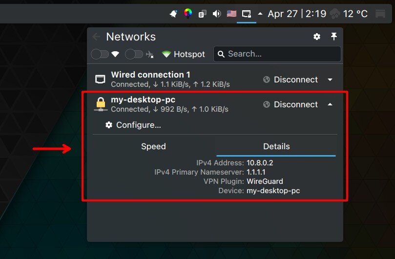 Network Manager connections.