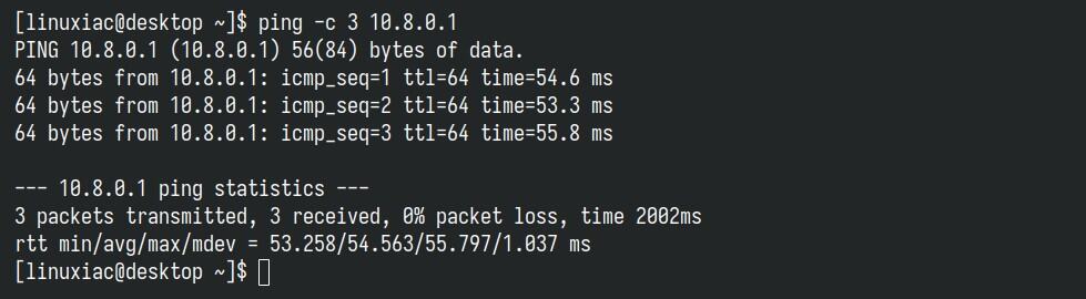Test connectivity to the WireGuard VPN server.