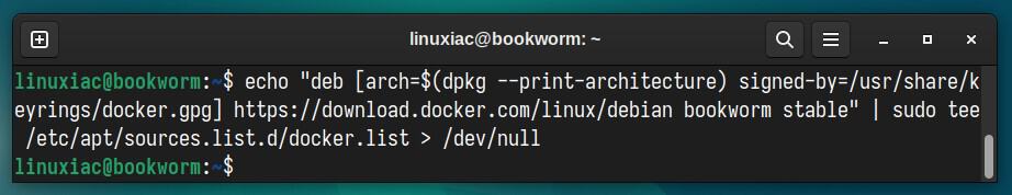 Add the official Docker repository to Debian 12.