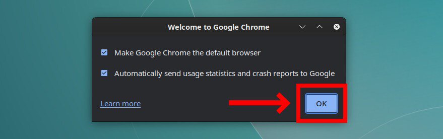 Google Chrome initial settings.