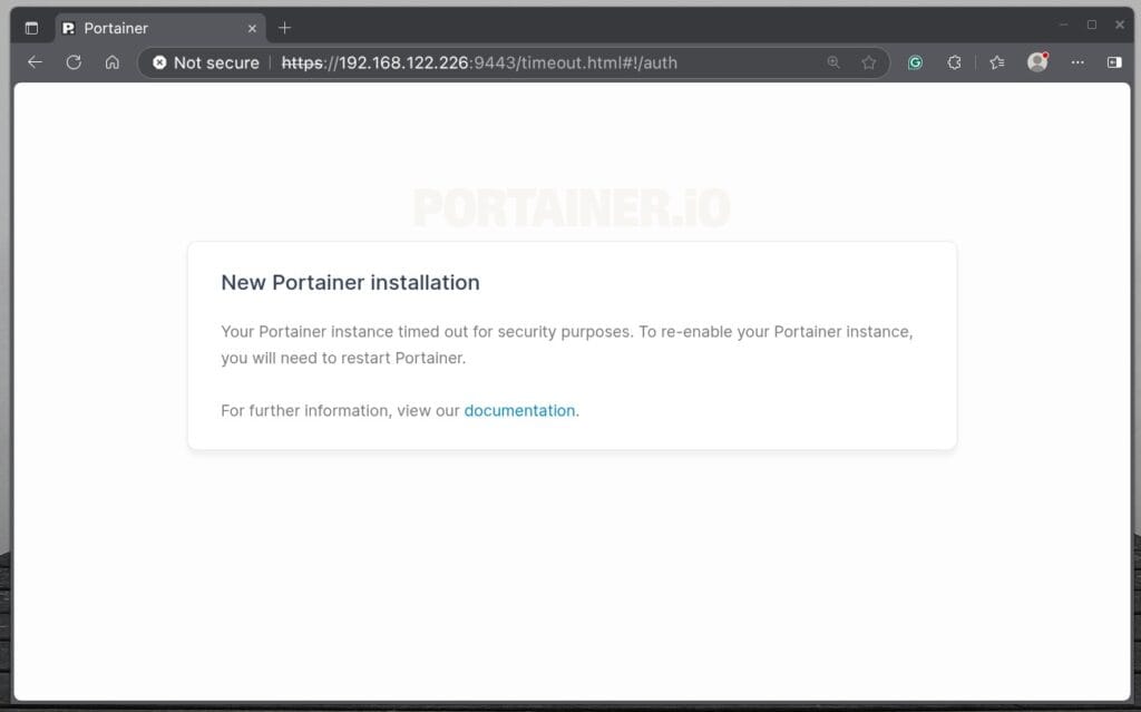 Portainer instance timed out.