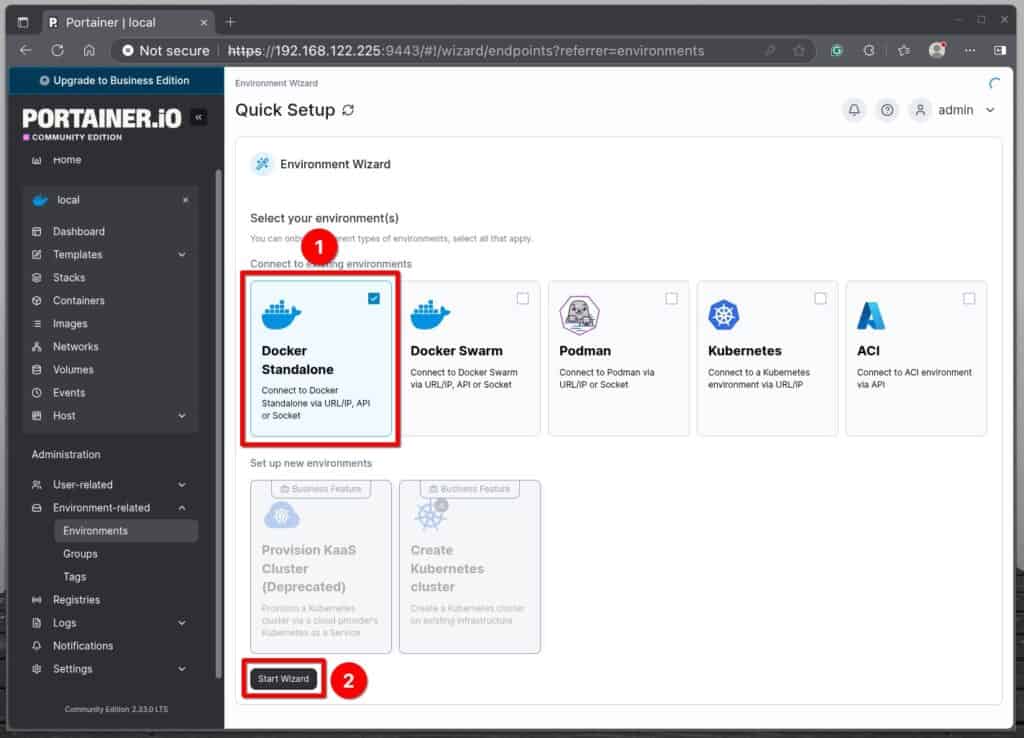Connect Portainer to a remote Docker environment.