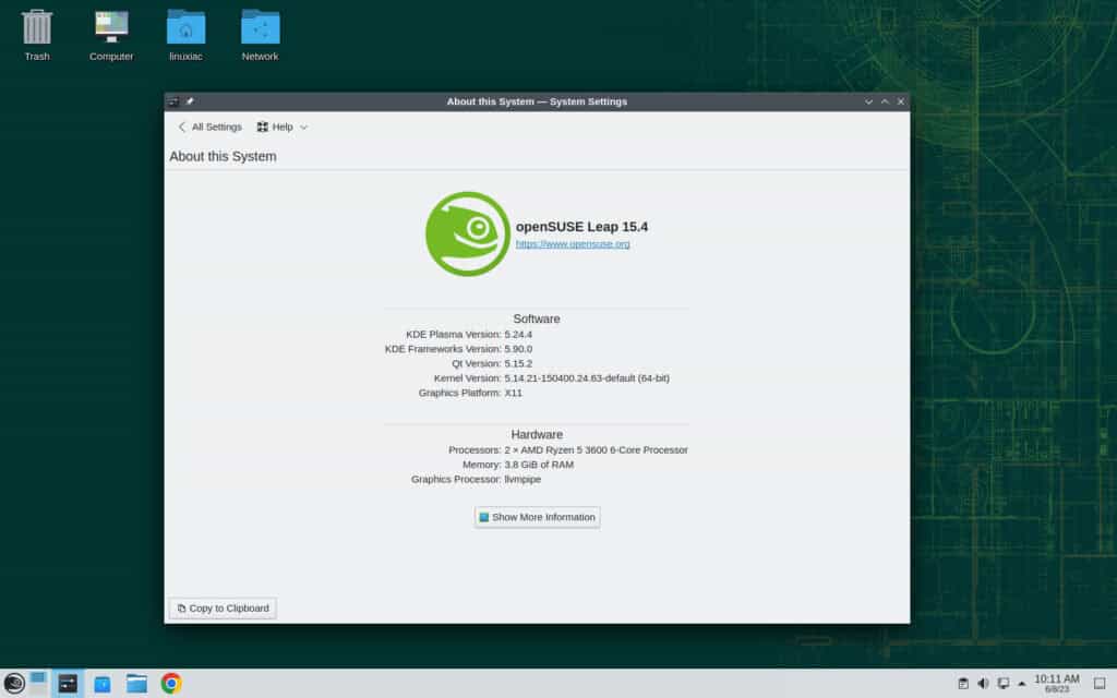 openSUSE Leap 15.4 before starting the upgrade to Leap 15.5.