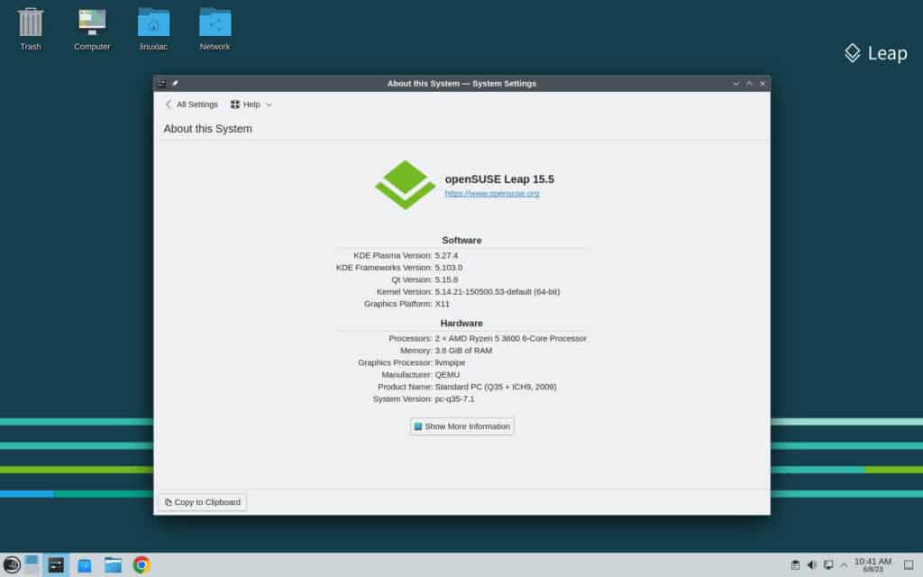 Successfully upgraded to openSUSE Leap 15.5 from Leap 15.4.