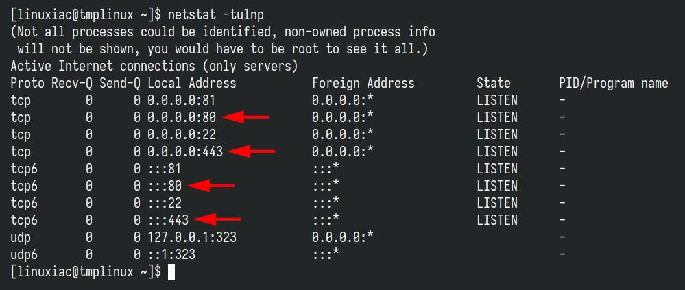 Check which network ports are in use.