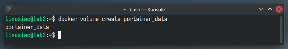 Create a Docker volume.