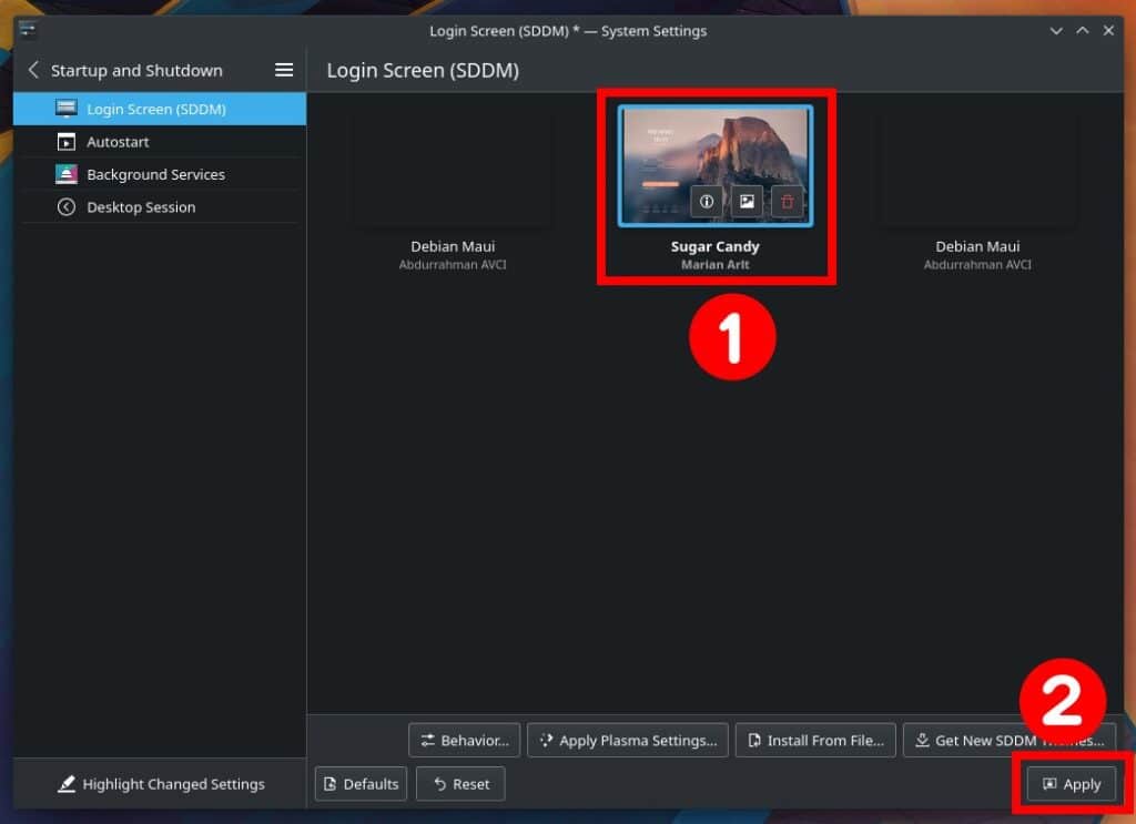 Make the newly installed SDDM theme default.