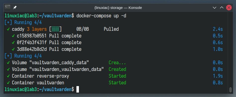 Running Vaultwarden Password Manager with Docker Compose.